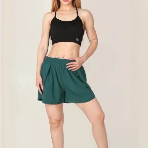 Kruvaze Katmanlı Taytlı Spor Şort- Gizli Cep Detaylı