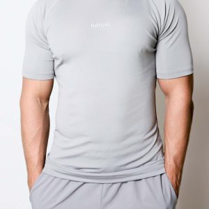 Active Muscle Fit Reglan Sleeve Performance T-Shirt Silver