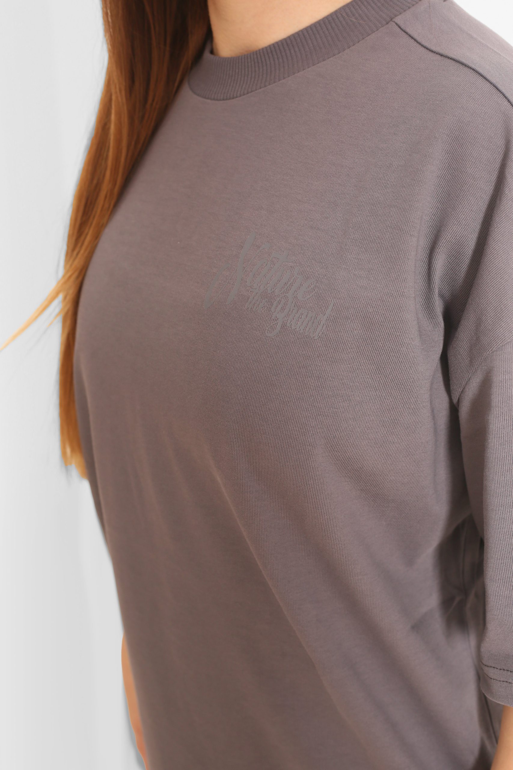 NTB Unisex Oversize T-Shirt Graphit Renk - Görsel 4