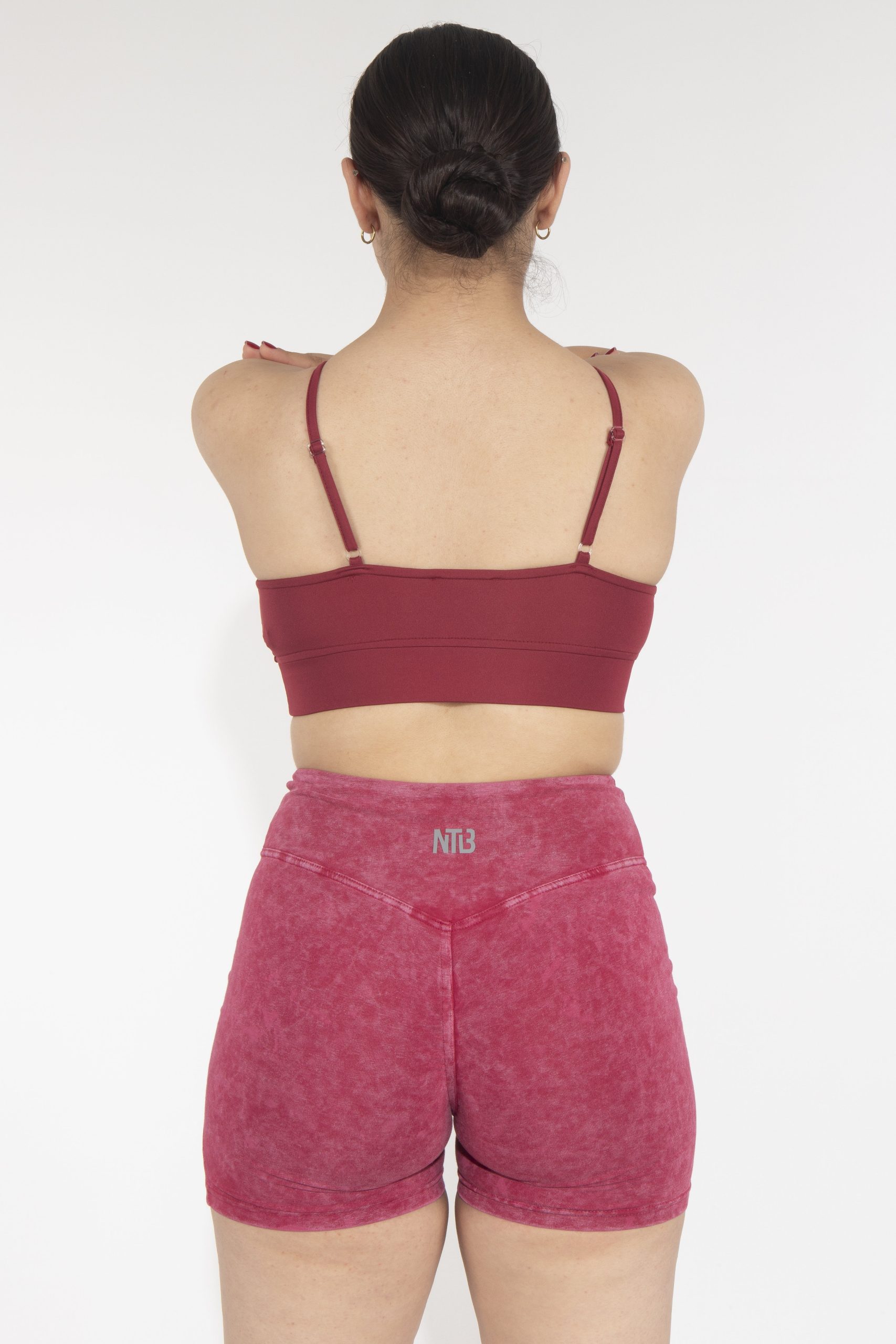 Dikişli Dekolteli Dark Cherry Sporcu Bra - Görsel 3