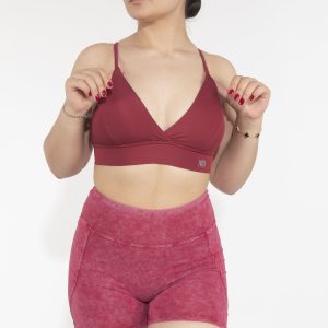 Dikişli Dekolteli Dark Cherry Sporcu Bra