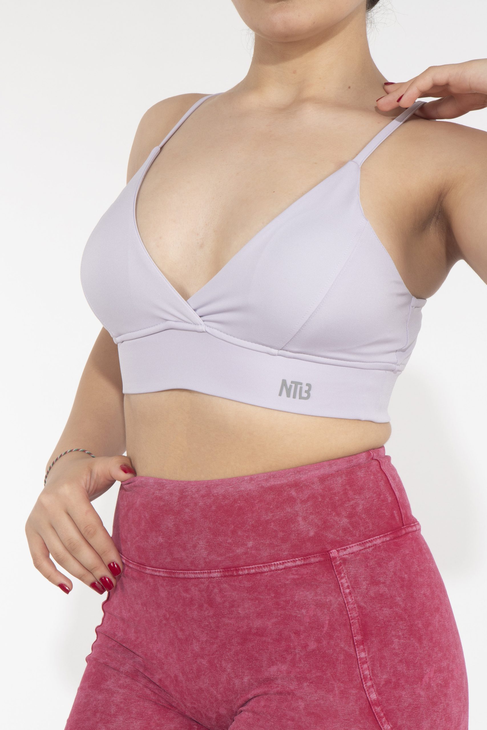 Dikişli Dekolteli Purple Sporcu Bra - Görsel 4