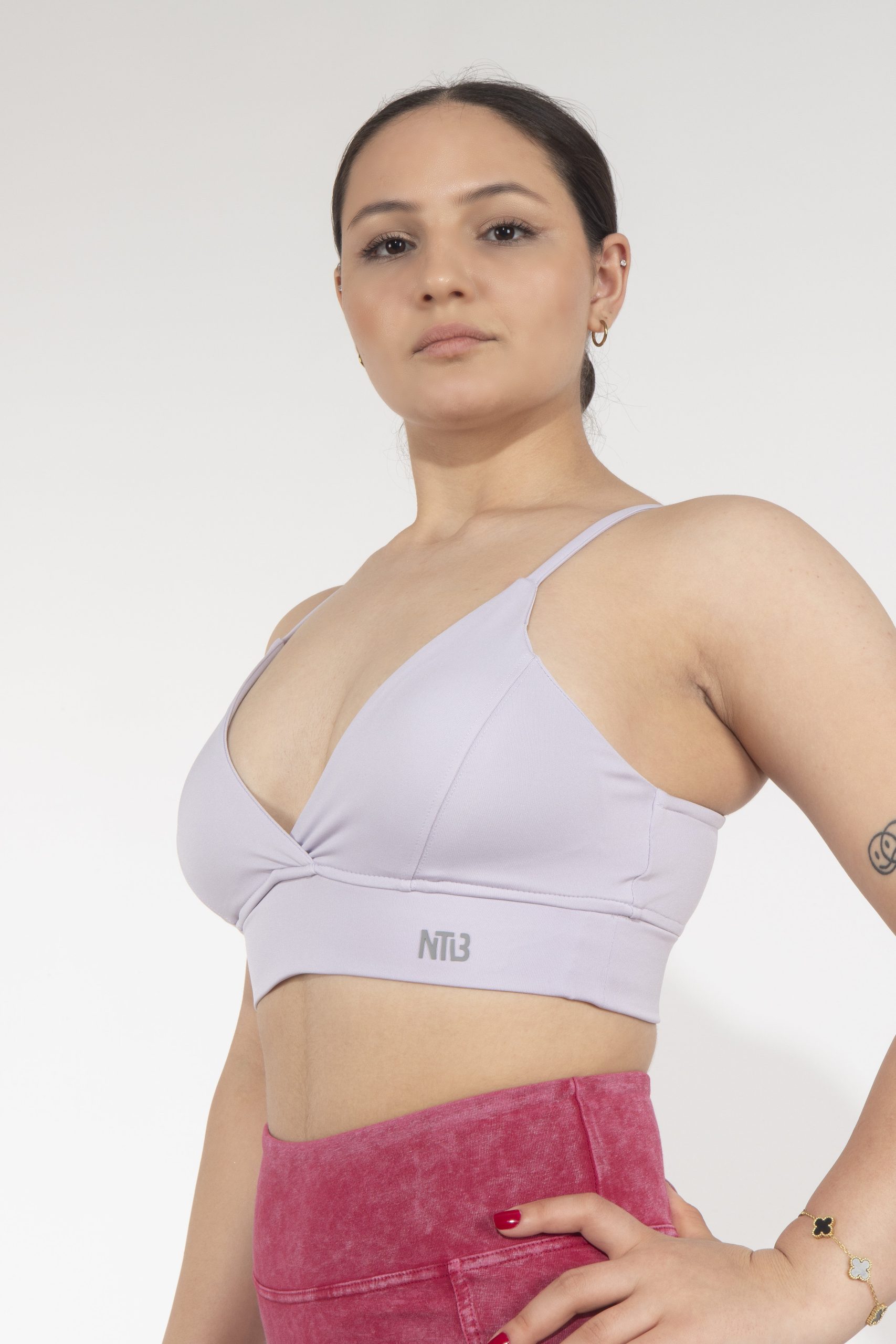 Dikişli Dekolteli Purple Sporcu Bra - Görsel 2