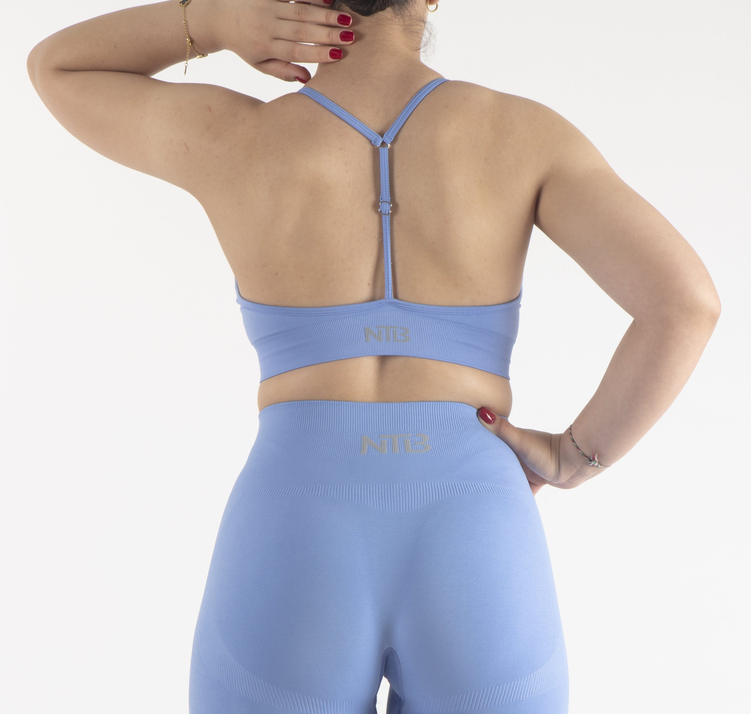 İp Askılı V Sırt Detaylı Sporcu Sutyeni Gök Mavisi - Görsel 4