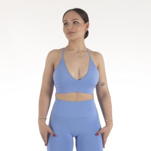 İp Askılı V Sırt Detaylı Sporcu Sutyeni Gök Mavisi