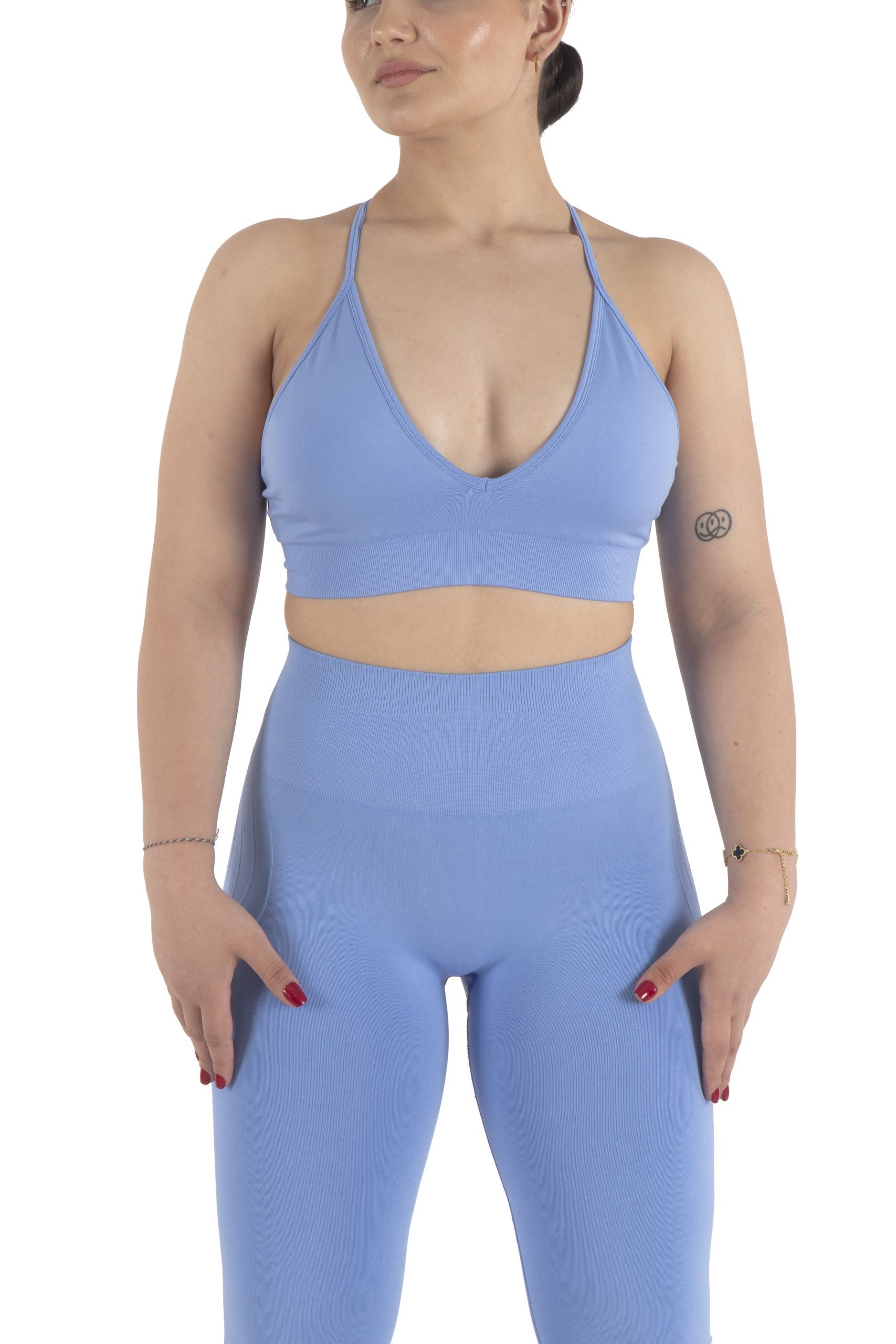 İp Askılı V Sırt Detaylı Sporcu Sutyeni Gök Mavisi - Görsel 3