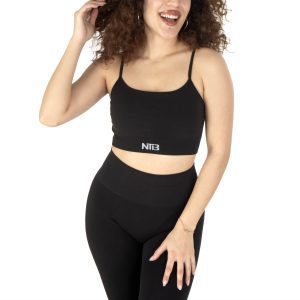 Sırt Dekolteli Dikişsiz Sporcu Sutyeni Siyah