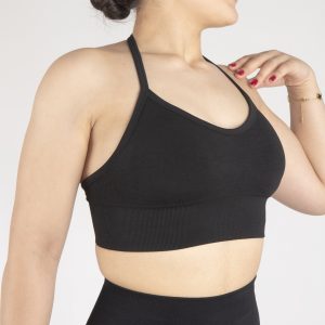 Sırt Dekolteli Sporcu Sutyeni Neckholder Bra Siyah