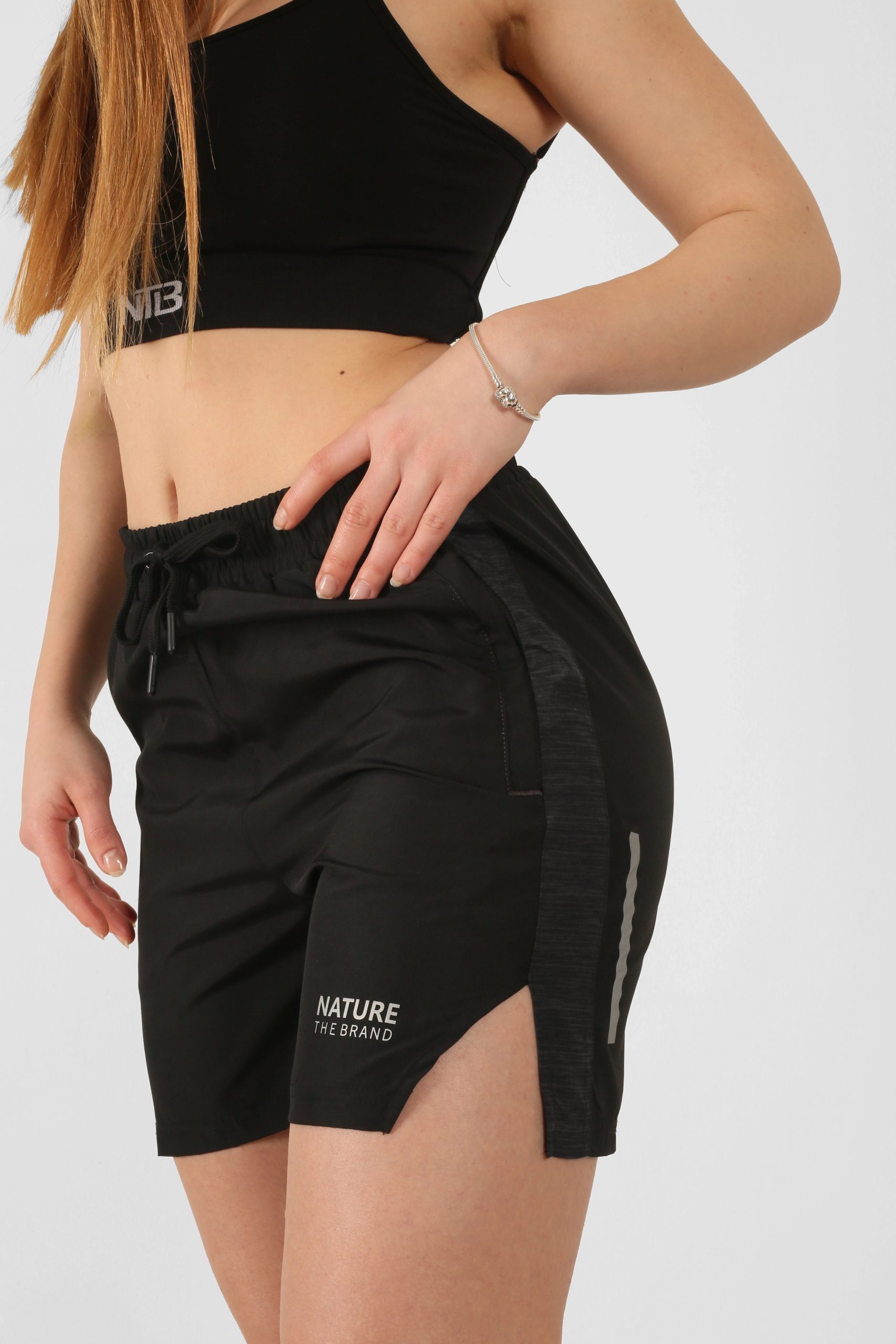 NTB Unisex Şort Çizgili Desen Detaylı Black Color - Görsel 2